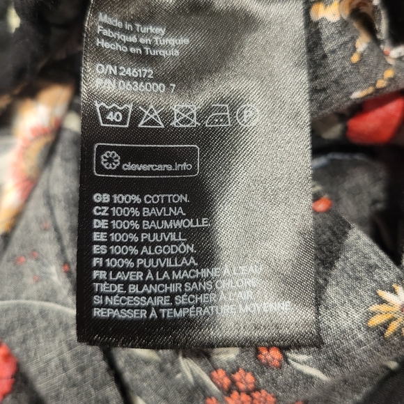 H&M Size M Black Floral Paper Bag Midi Cotton Skirt W/pockets - Picture 7 of 7